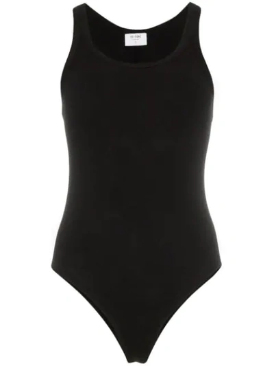 Re/done Sleeveless Ribbed Cotton Body Vest In Black