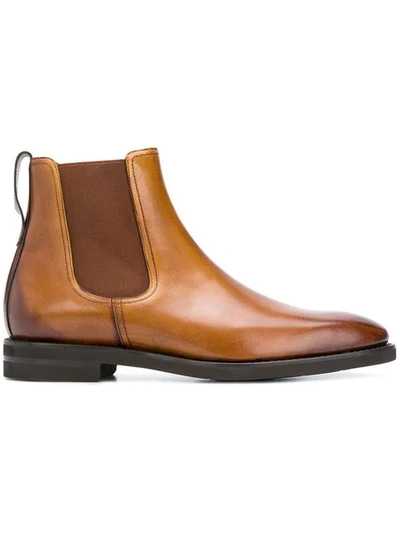 Berwick Shoes Classic Chelsea Boots In Brown