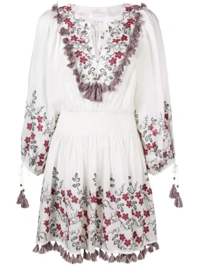 Zimmermann Flower Embroidered Flared Dress - White
