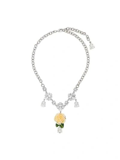 Dolce & Gabbana Flower Drop Pendant In Metallic