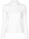 Thom Browne Bridal Button Turtleneck In Fine Merino Wool - White