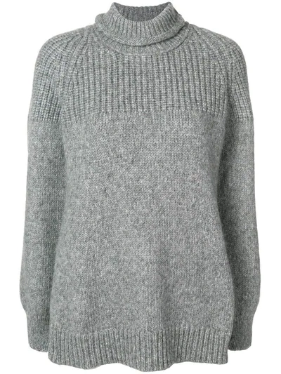 Dondup Turtle Neck Knit Sweater In Grey