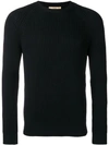 Nuur Ribbed Long-sleeve Sweater In Black