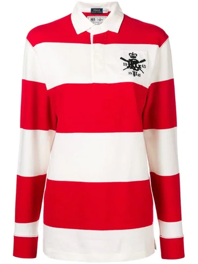 Polo Ralph Lauren Striped Long-sleeve Polo Top In Red