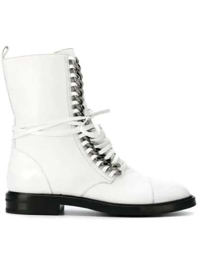 Casadei Flat Lace-up Boots - White
