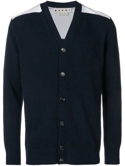 Marni Contrasting Panel Cardigan - Blue