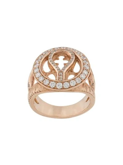 Loree Rodkin 14kt Rose Gold And Diamond Round Quatrefoil Ring In Metallic