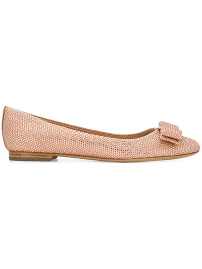 Ferragamo Salvatore  Varina Crystal Embellished Ballerinas - Pink