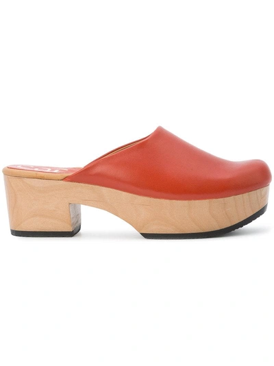 Calleen Cordero Chunky Heel Clog Mules - Red