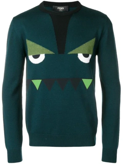 Fendi Crew Neck Sweater In Green