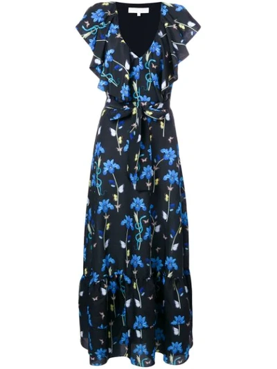 Borgo De Nor Carlotta Ruffled Printed Crepe De Chine Maxi Dress In Black