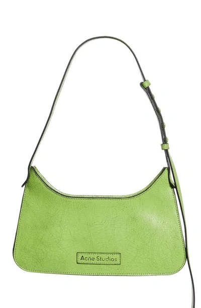 Acne Studios Mini Platt Crackle Leather Shoulder Bag In Lime Green