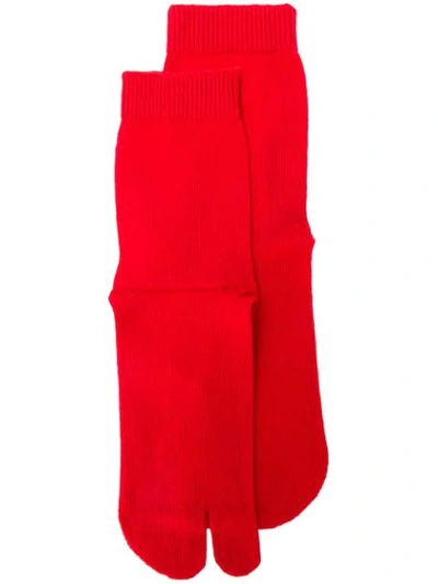 Maison Margiela Tabi Wool Knit Socks In Red