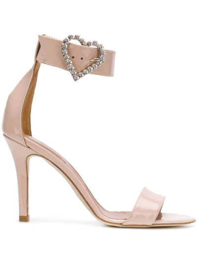 Paris Texas Heart Buckle Sandals In Neutrals