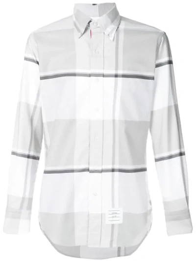 Thom Browne Oversized Check Shirt In Grey