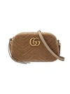 Gucci Gg Marmont Velvet Small Shoulder Bag In Brown