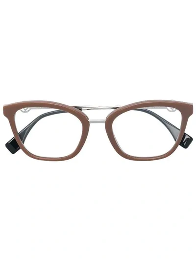 Fendi Bold Framed Glasses In Brown