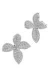 Savvy Cie Jewels Large Prime Rose Pavé Stud Earrings In Silver