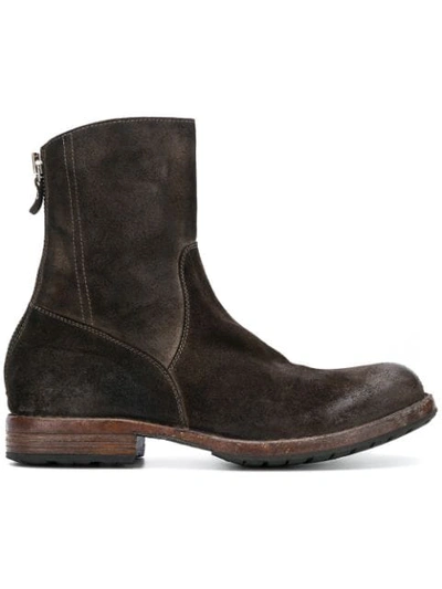 Moma Rear-zip Ankle Boots - Brown