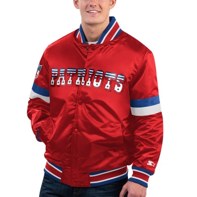 Starter Red New England Patriots Gridiron Classics Home Game Satin Full-snap Varsity Jacket