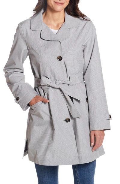 Gallery Belted Raincoat In Black/ White