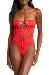 Hah Spinster Reversible Lace Bodysuit In Siren Red