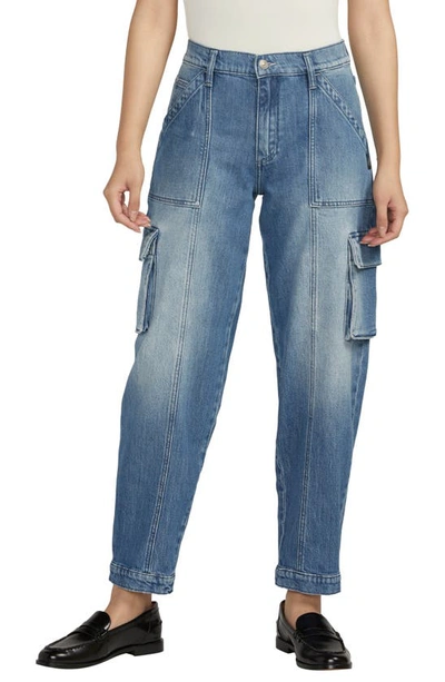 Silver Jeans Co. High Waist Ankle Cargo Jeans In Indigo