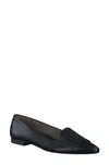 Paul Green Teddy Pointed Toe Flat In Black Leather