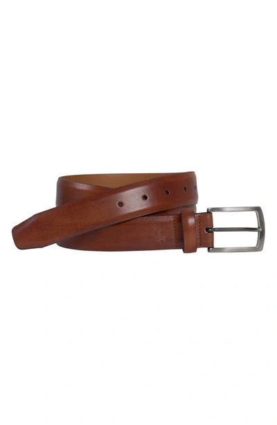 Johnston & Murphy Ellsworth Leather Belt In Brown