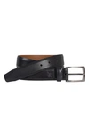 Johnston & Murphy Ellsworth Leather Belt In Black
