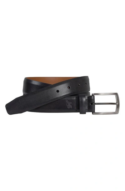 Johnston & Murphy Ellsworth Leather Belt In Black