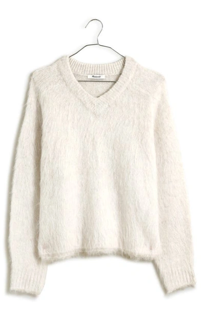Madewell Brushed V-neck Sweater In Heather Smoke