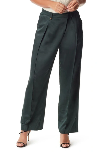 Sam Edelman Devyn Crossover Satin Trousers In Darkest Spruce