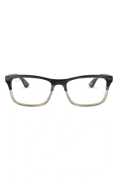 Ray Ban Unisex 53mm Rectangular Optical Glasses In Grey Horn