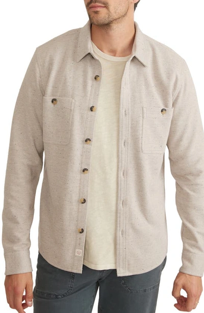 Marine Layer Pacifica Knit Flannel Button-up Overshirt In Oatmeal