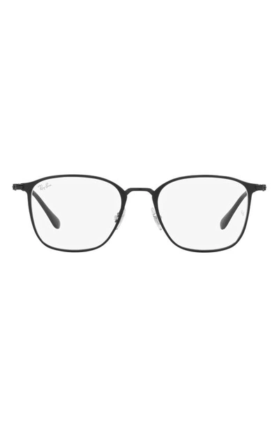 Ray Ban 51mm Square Optical Glasses In Matte Black