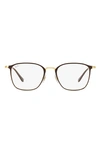 Ray Ban 51mm Square Optical Glasses In Brown Gold