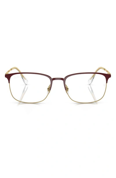 Ray Ban 54mm Rectangular Pillow Optical Glasses In Bordeaux
