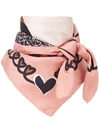 Fendi Logo Square Foulard Scarf In Pink