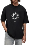 Allsaints Halo Graphic T-shirt In Jet Black