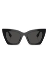 Burberry 52mm Cat Eye Sunglasses In Black/ Black