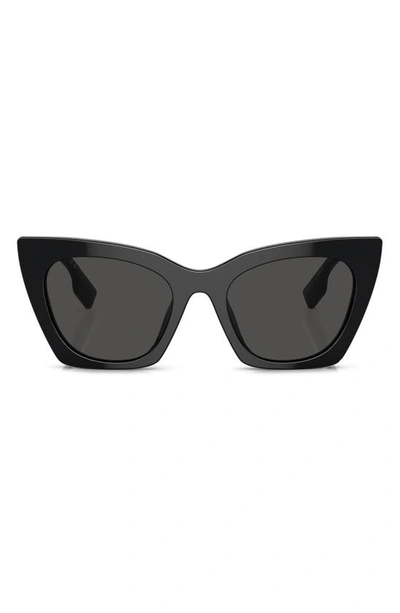 Burberry 52mm Cat Eye Sunglasses In Black/ Black