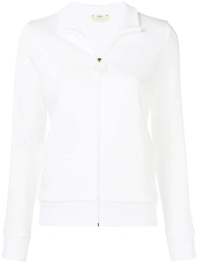 Fendi Side Printed Logo Jacket In White