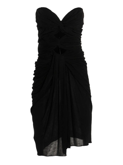 Saint Laurent Draped Cut Out Dress Dresses In Black