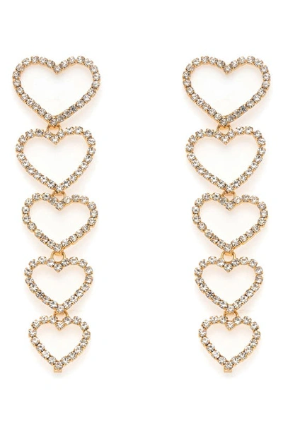 Ettika Heart Linear Drop Earrings In Gold