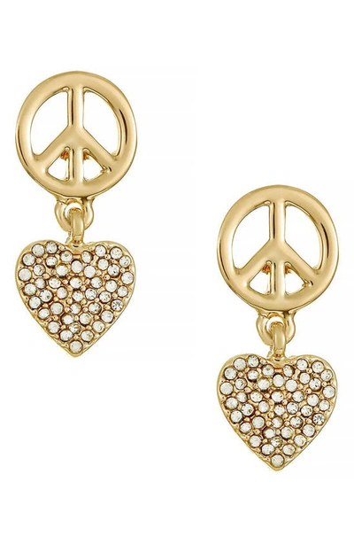 Ettika Peace Heart Drop Earrings In Gold