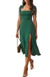 Reformation Twilight Tie Shoulder Midi Dress In Emerald