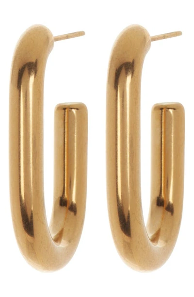 Nordstrom Rack Oval Waterproof Huggie Hoop Earrings In Gold