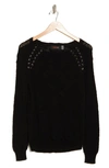 Renee C Lace-up Detail Cotton Sweater In Black