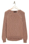 Renee C Lace-up Detail Cotton Sweater In Taupe